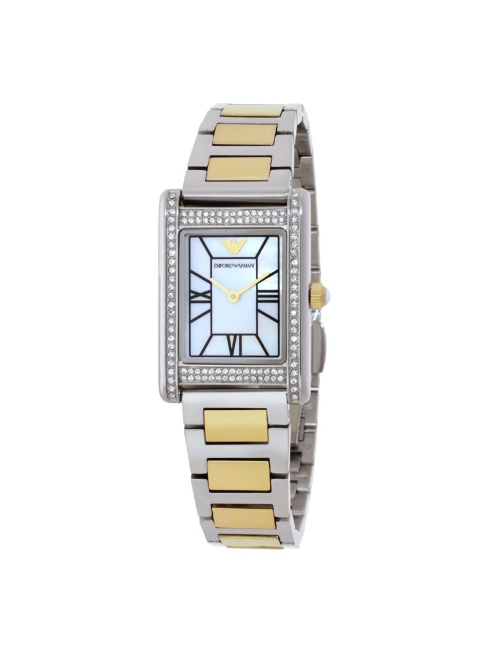 NWT Emporio Armani Quartz Mother of Pearl Dial Two-Tone Ladies Watch